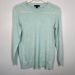 J. Crew 100% Wool Tippi Sweater Blue Crew Neck Pullover Size Small